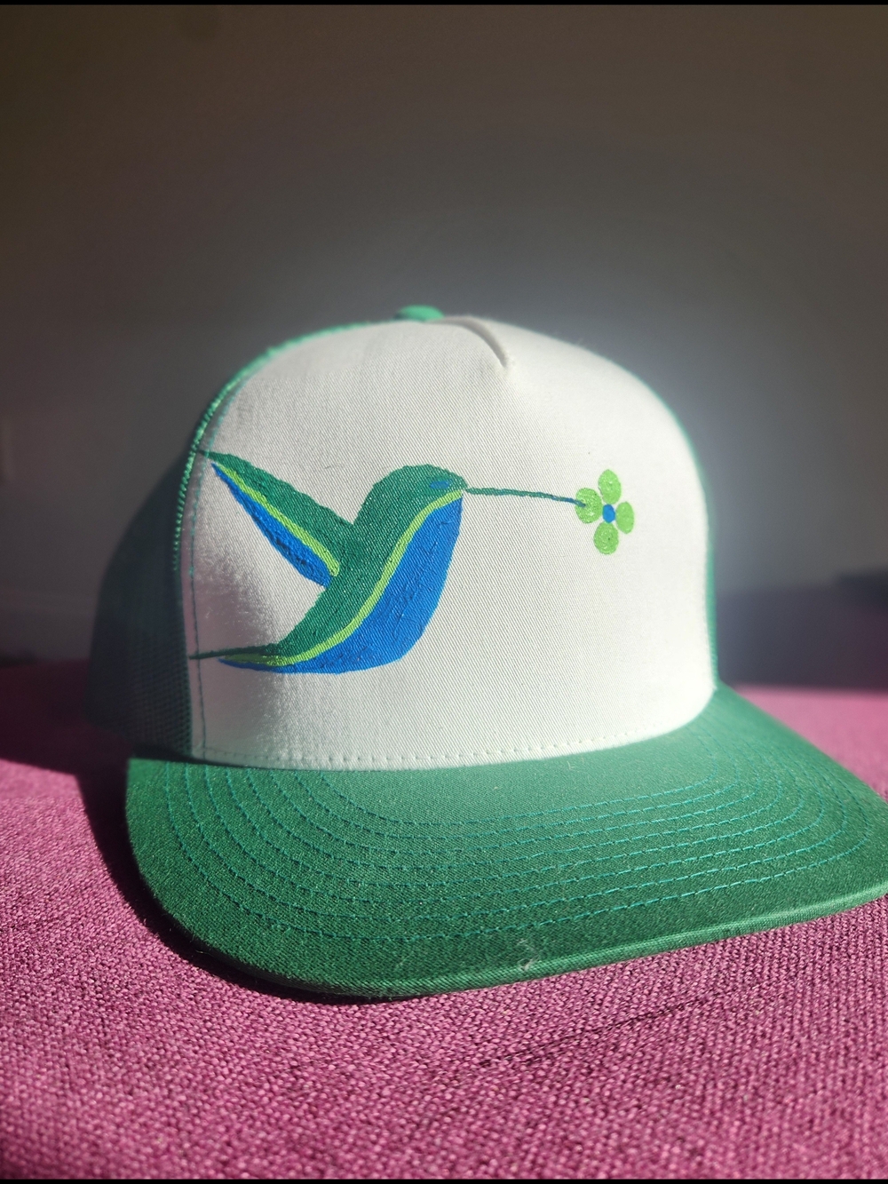 The Classic Green & White Hummingbird Trucker Cap